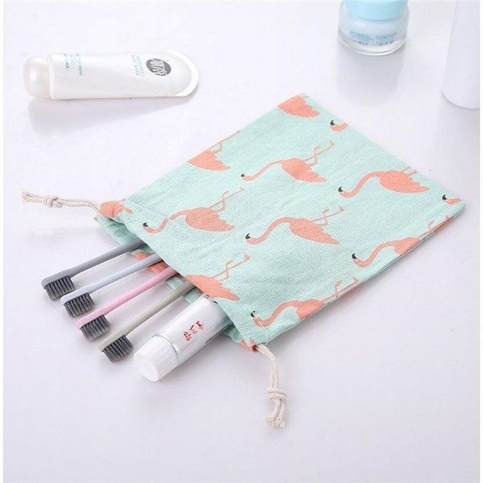 Túi cotton lanh dây rút mini đựng đồ đi du lịch xinh xắn tiện dụng PK646