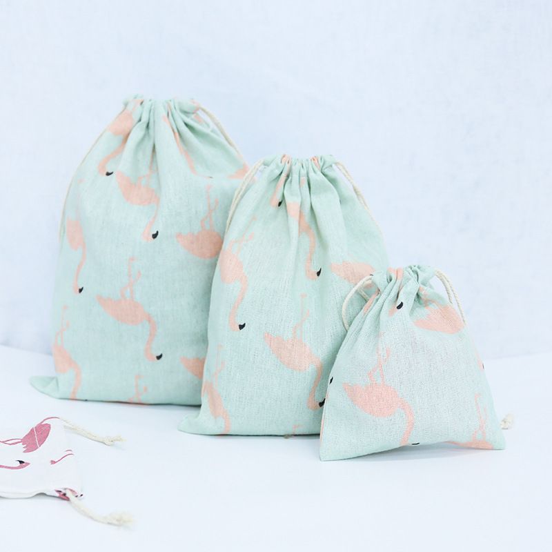 Túi cotton lanh dây rút mini đựng đồ đi du lịch xinh xắn tiện dụng PK646