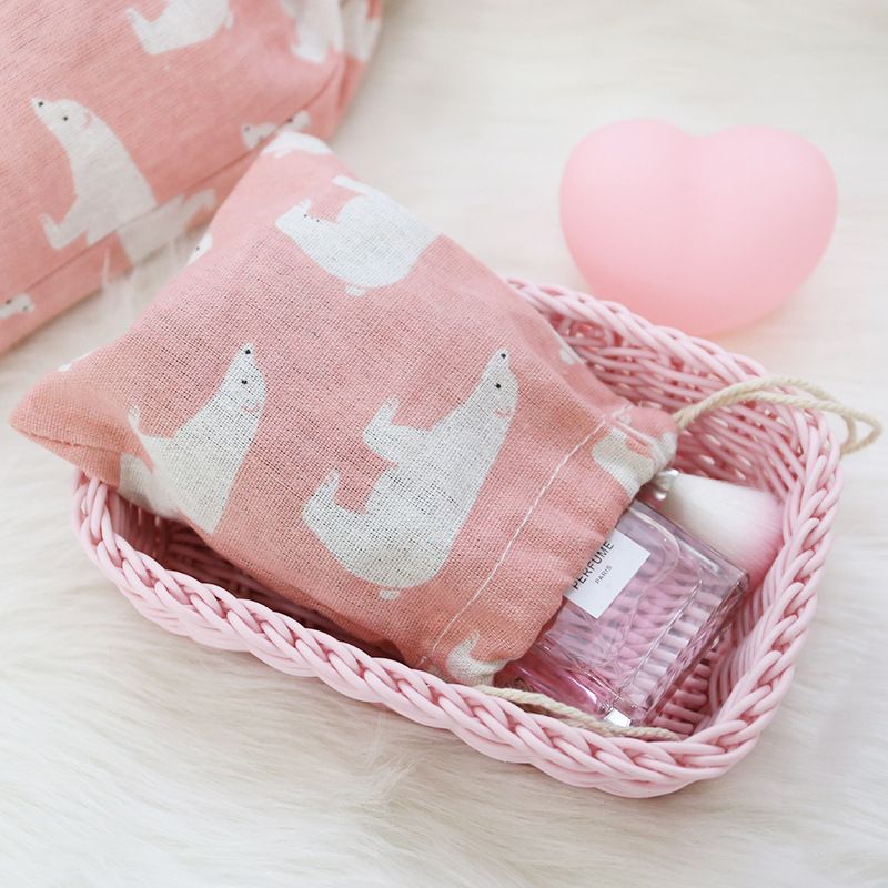 Túi cotton lanh dây rút mini đựng đồ đi du lịch xinh xắn tiện dụng PK646