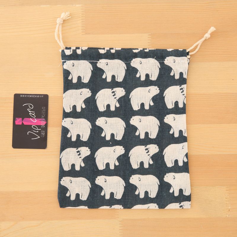 Túi cotton lanh dây rút mini đựng đồ đi du lịch xinh xắn tiện dụng PK646
