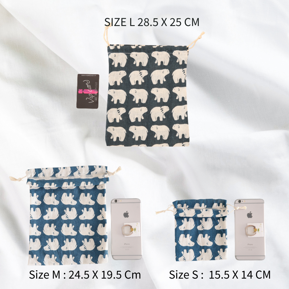 Túi cotton lanh dây rút mini đựng đồ đi du lịch xinh xắn tiện dụng PK646