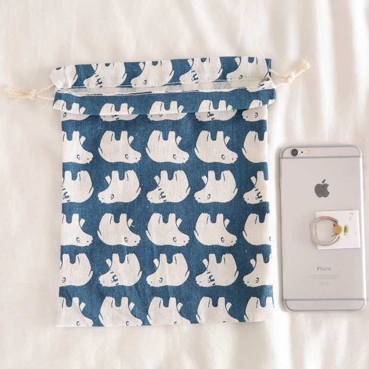 Túi cotton lanh dây rút mini đựng đồ đi du lịch xinh xắn tiện dụng PK646