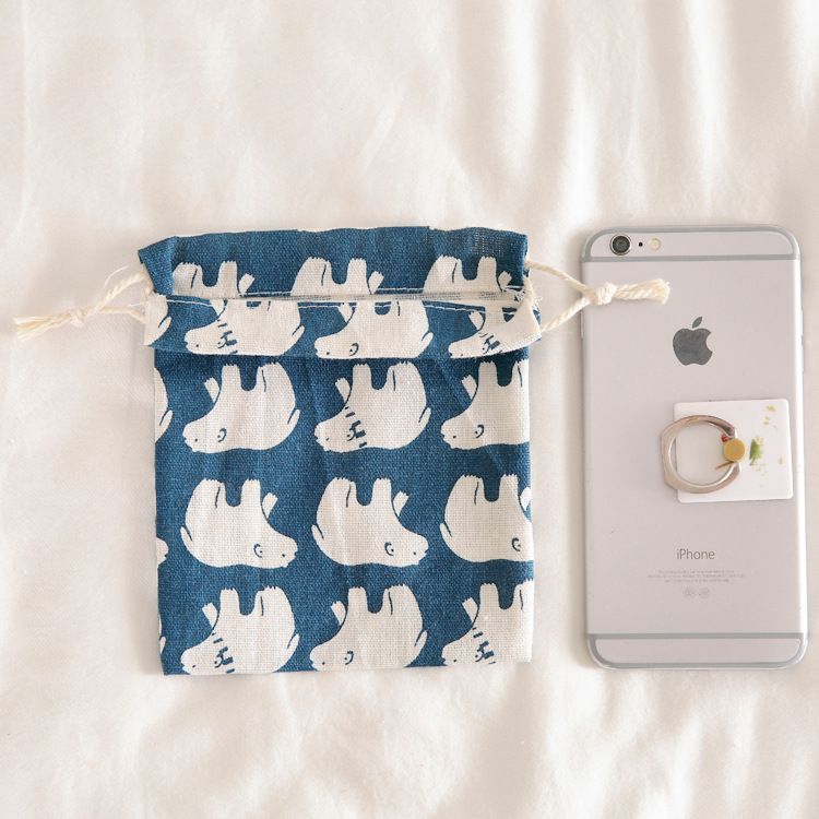 Túi cotton lanh dây rút mini đựng đồ đi du lịch xinh xắn tiện dụng PK646