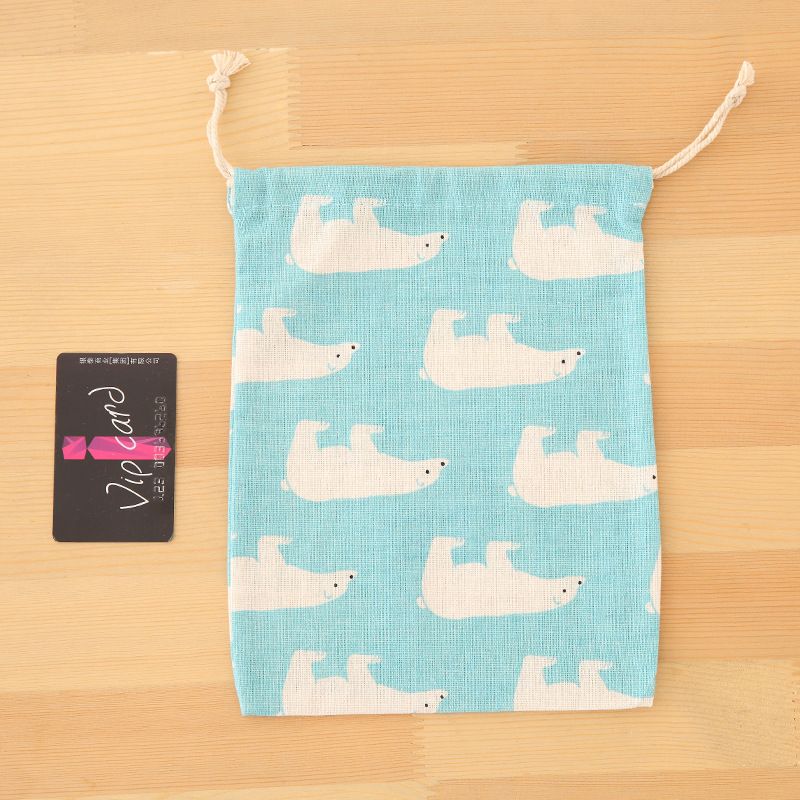 Túi cotton lanh dây rút mini đựng đồ đi du lịch xinh xắn tiện dụng PK646