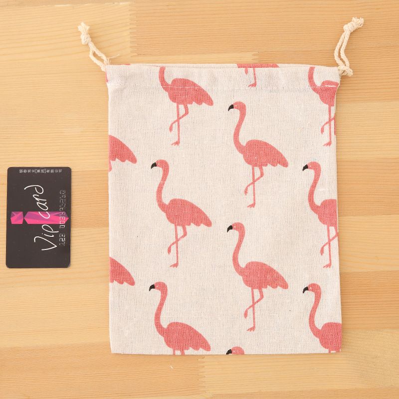 Túi cotton lanh dây rút mini đựng đồ đi du lịch xinh xắn tiện dụng PK646