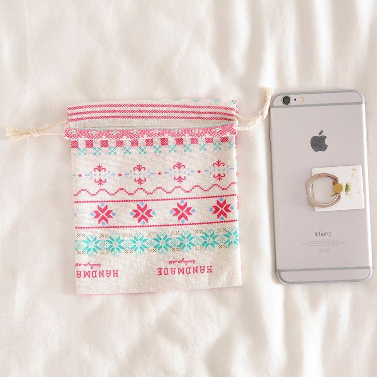 Túi cotton lanh dây rút mini đựng đồ đi du lịch xinh xắn tiện dụng PK646