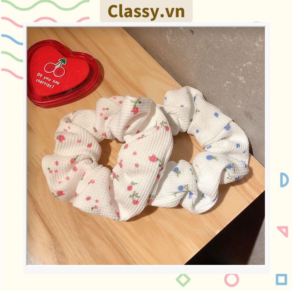 Scrunchies buộc tóc họa tiết hoa nhí vintage, nữ tính thanh lịch PK711