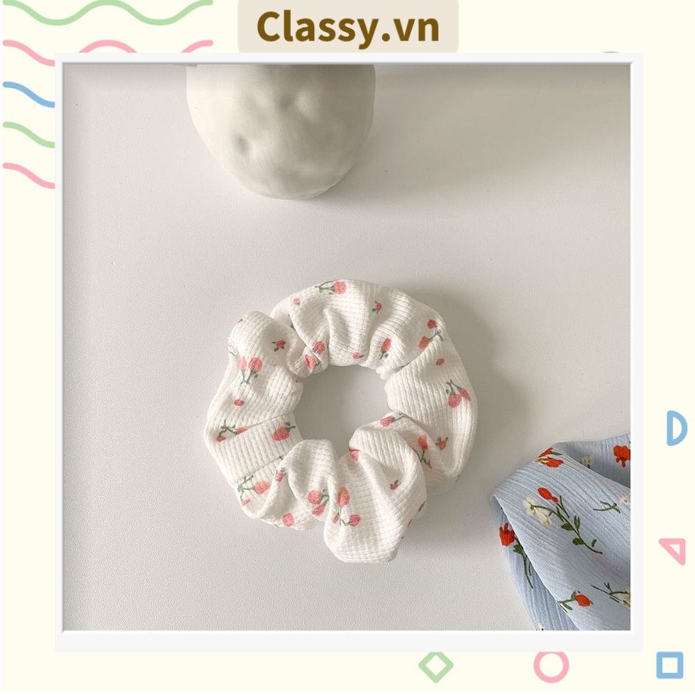 Scrunchies buộc tóc họa tiết hoa nhí vintage, nữ tính thanh lịch PK711