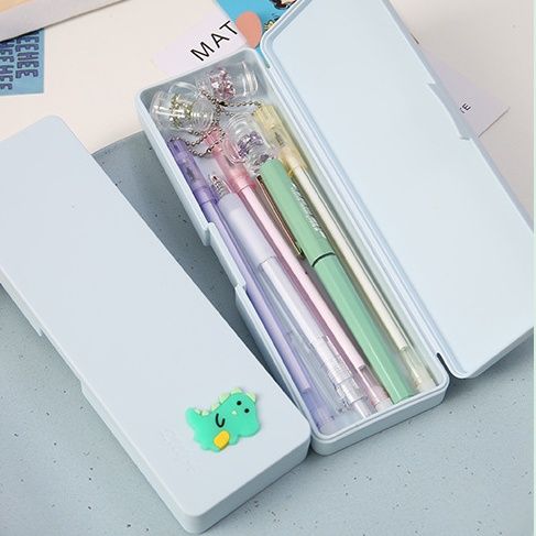 PK725 Hộp đựng bút chất liệu nhựa màu pastel đính họa tiết hoạt hình ngộ nghĩnh xinh xẻo