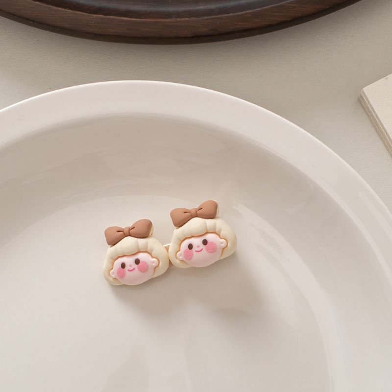 PK909 Kẹp tóc mỏ vịt tông be, họa tiết tóc bé gái cực cute và nữ tính