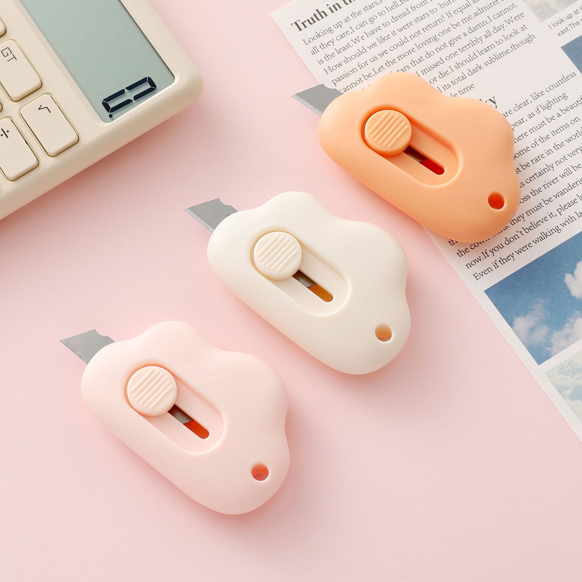 Dao Rọc Giấy Hình đám mây cute dễ thương, dài 6 CM có thể làm móc khóa PK920