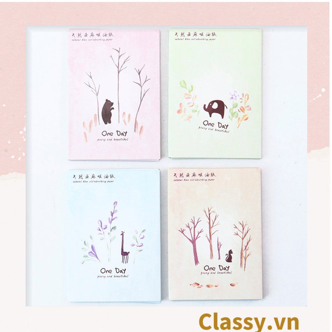 Bộ 50 miếng giấy thấm dầu màu xanh chiết xuất từ hạt lanh dành cho bạn gái Giấy thấm dầu cho da mặt PK954