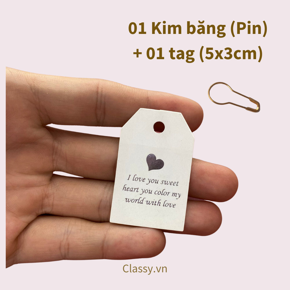 01 thẻ tag & 01 kim băng đi kèm túi quà, hộp quà trang trí cho món quà thêm sinh động Q10001
