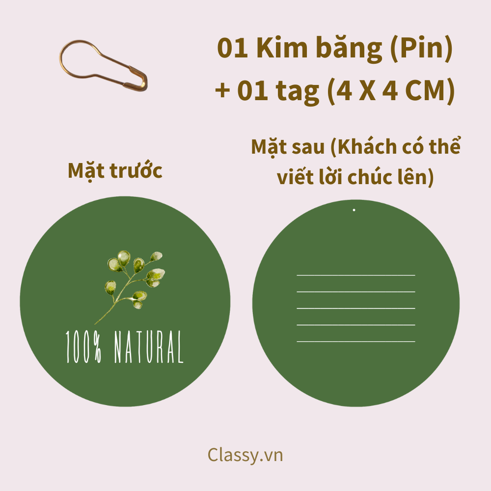 01 thẻ tag & 01 kim băng đi kèm túi quà, hộp quà trang trí cho món quà thêm sinh động Q10001