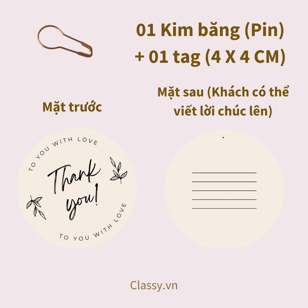Combo 10 thẻ tag & 01 kim băng đi kèm túi quà, hộp quà trang trí cho món quà thêm sinh động Q10001