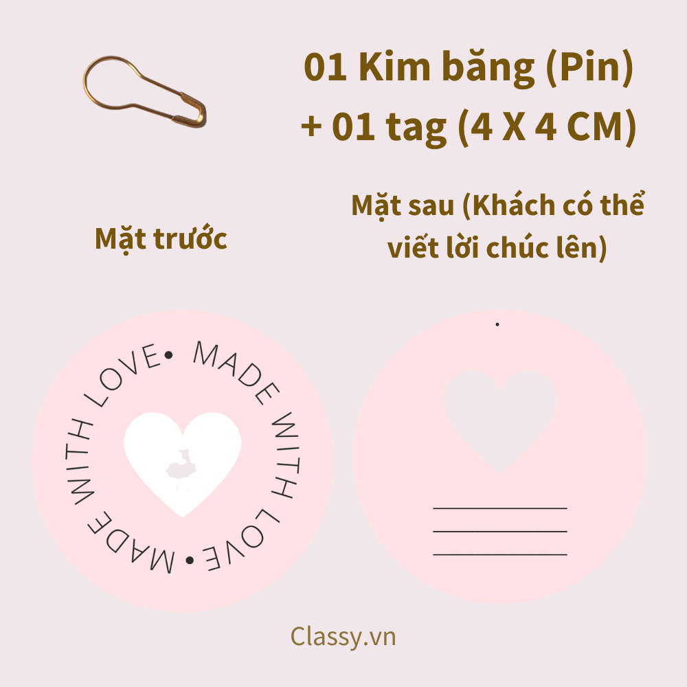 Combo 10 thẻ tag & 01 kim băng đi kèm túi quà, hộp quà trang trí cho món quà thêm sinh động Q10001