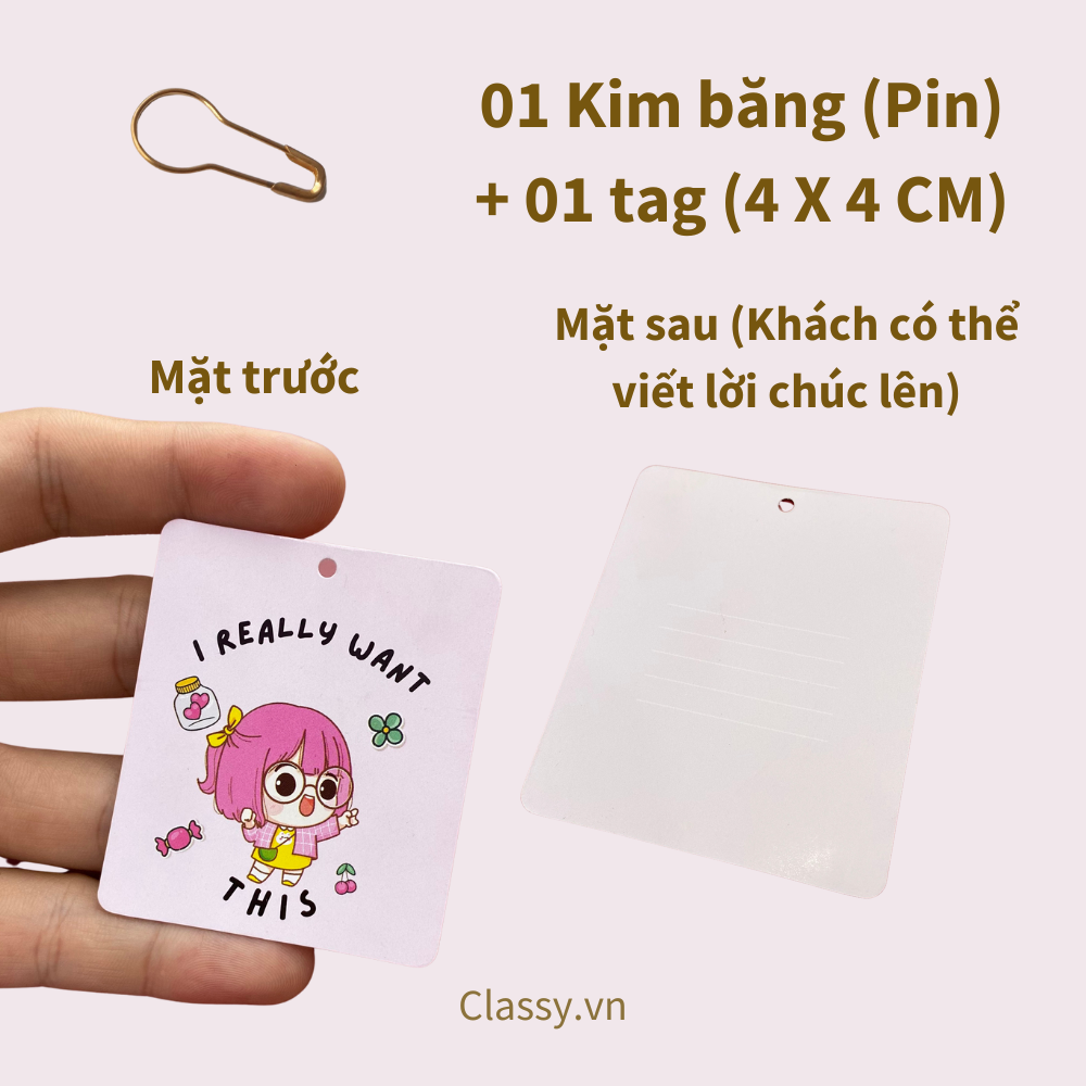Combo 10 thẻ tag & 01 kim băng đi kèm túi quà, hộp quà trang trí cho món quà thêm sinh động Q10001