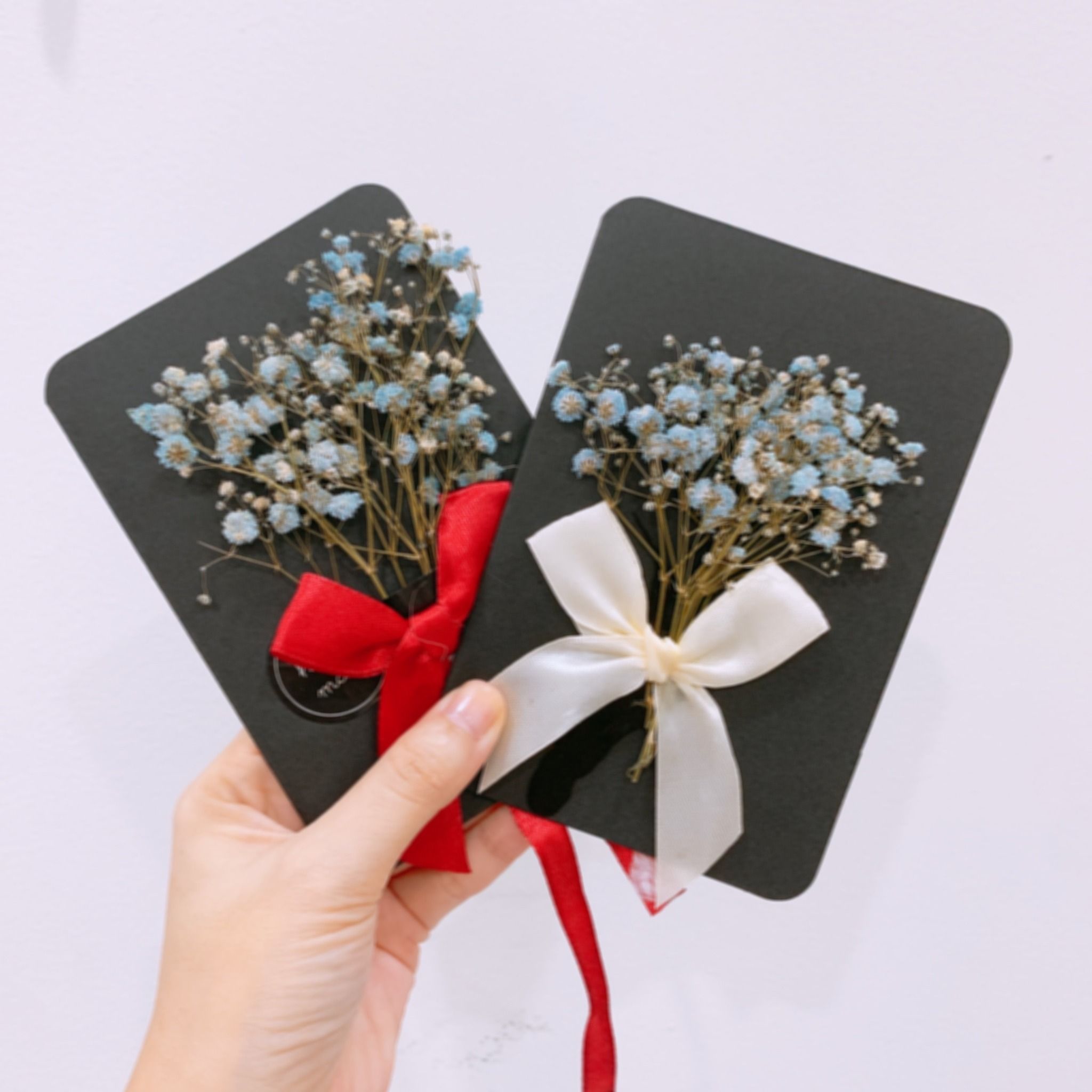 Classy Thiệp chúc mừng, thiệp giáng sinh có gắn hoa khô trang trí Q1366