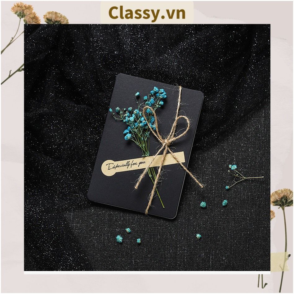 Classy Thiệp chúc mừng, thiệp giáng sinh có gắn hoa khô trang trí Q1366