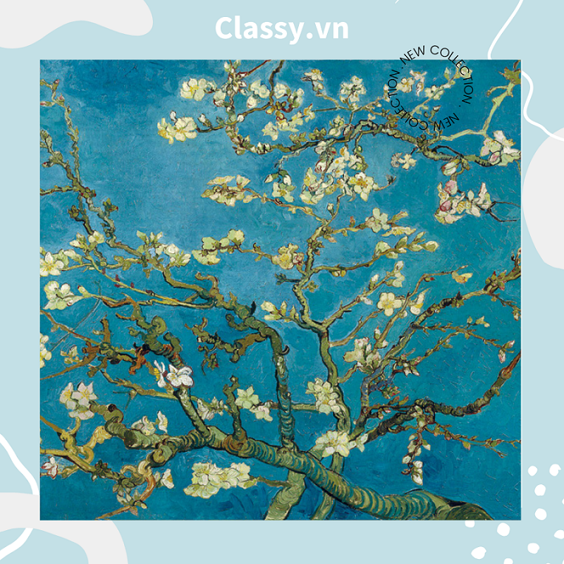 Classy Túi giấy hoa mùa xuân màu xanh cớ lớn, làm quà tặng, đi shopping tiện lợi Q1501