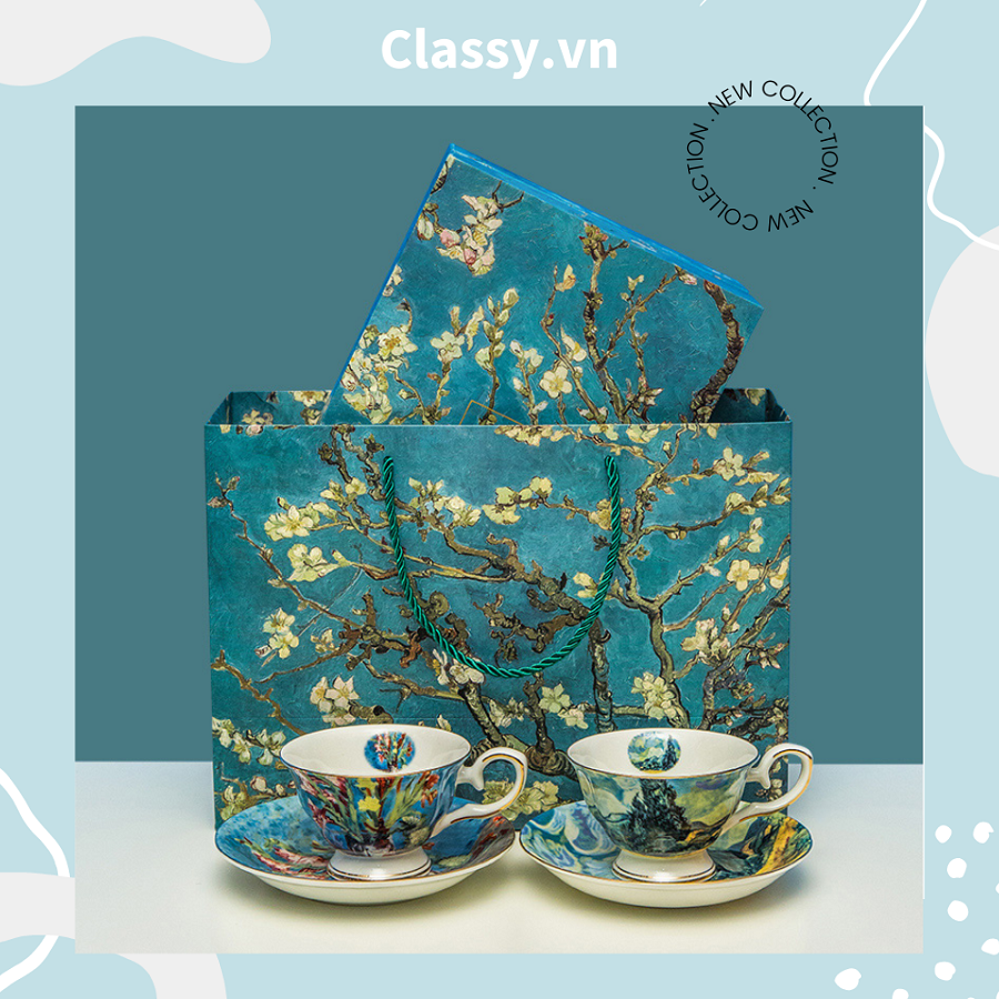  Classy Túi giấy hoa mùa xuân màu xanh cớ lớn, làm quà tặng, đi shopping tiện lợi Q1501 