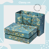  Classy Túi giấy hoa mùa xuân màu xanh cớ lớn, làm quà tặng, đi shopping tiện lợi Q1501 