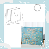  Classy Túi giấy hoa mùa xuân màu xanh cớ lớn, làm quà tặng, đi shopping tiện lợi Q1501 