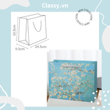  Classy Túi giấy hoa mùa xuân màu xanh cớ lớn, làm quà tặng, đi shopping tiện lợi Q1501 