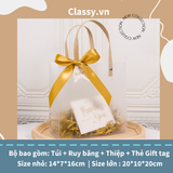  Classy Túi quà tặng, túi quai xách nhựa trong suốt nhiều kích cỡ Q1593 