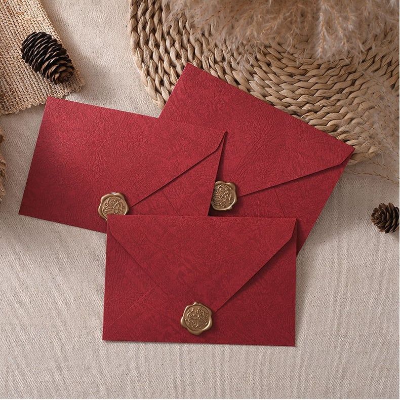 Phong bì kèm nhãn dán Niêm Phong 16*11.7cm màu hồng dùng đựng thiệp chúc mừng, Thiệp Mời Đám Cưới Đính Hôn Lãng Mạn Q1741