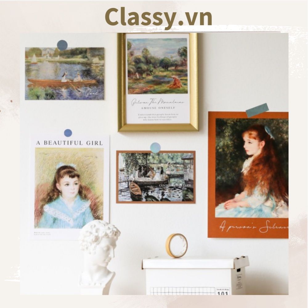  Set nhiều Thẻ ảnh, postcard Classy làm từ bìa cứng phong cách  trang trí nhật ký/sách ảnh, dán tường, làm tranh Q1746 