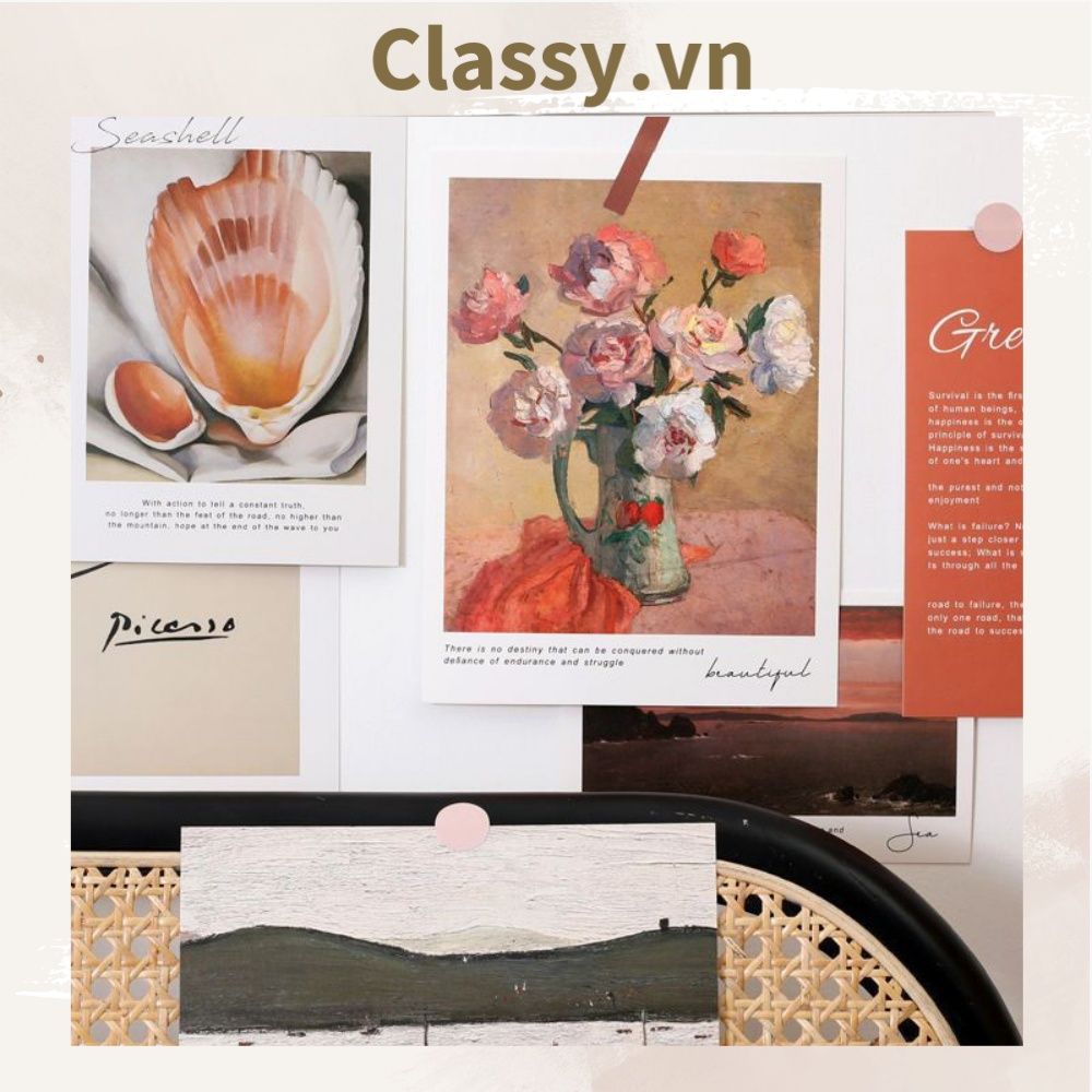 Set nhiều Thẻ ảnh, postcard Classy làm từ bìa cứng phong cách trang trí nhật ký/sách ảnh, dán tường, làm tranh Q1746