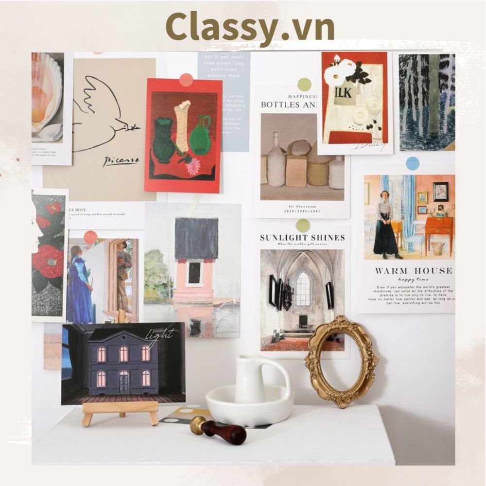 Set nhiều Thẻ ảnh, postcard Classy làm từ bìa cứng phong cách trang trí nhật ký/sách ảnh, dán tường, làm tranh Q1746