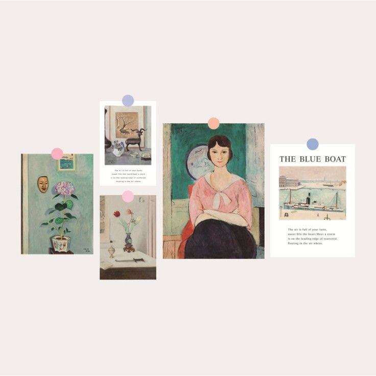 Set nhiều Thẻ ảnh, postcard Classy làm từ bìa cứng phong cách trang trí nhật ký/sách ảnh, dán tường, làm tranh Q1746