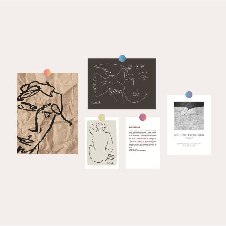 Set nhiều Thẻ ảnh, postcard Classy làm từ bìa cứng phong cách trang trí nhật ký/sách ảnh, dán tường, làm tranh Q1746