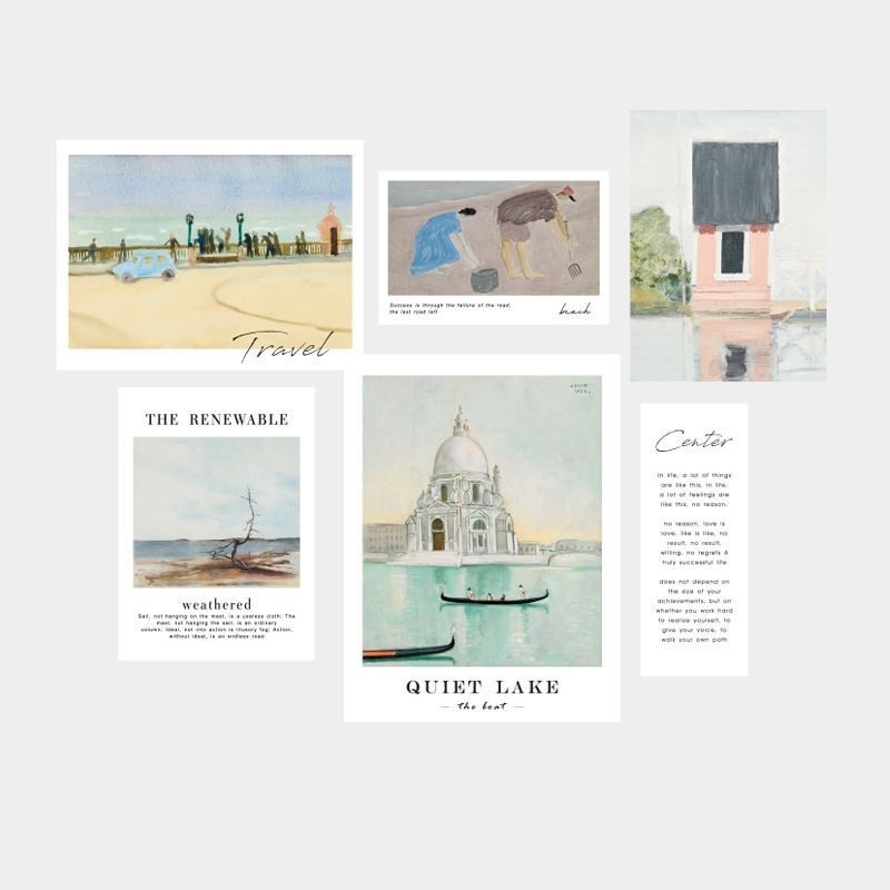Set nhiều Thẻ ảnh, postcard Classy làm từ bìa cứng phong cách trang trí nhật ký/sách ảnh, dán tường, làm tranh Q1746