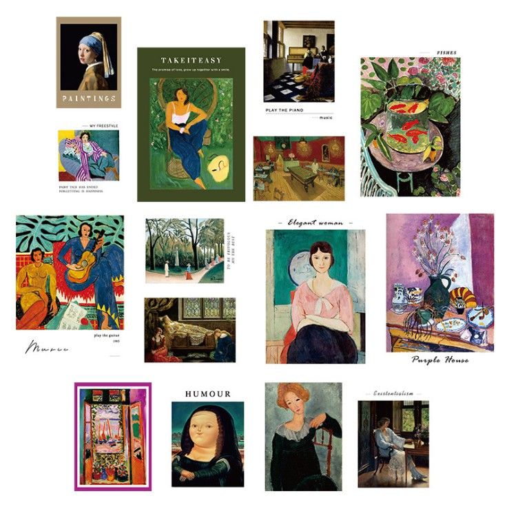 Set nhiều Thẻ ảnh, postcard Classy làm từ bìa cứng phong cách trang trí nhật ký/sách ảnh, dán tường, làm tranh Q1746