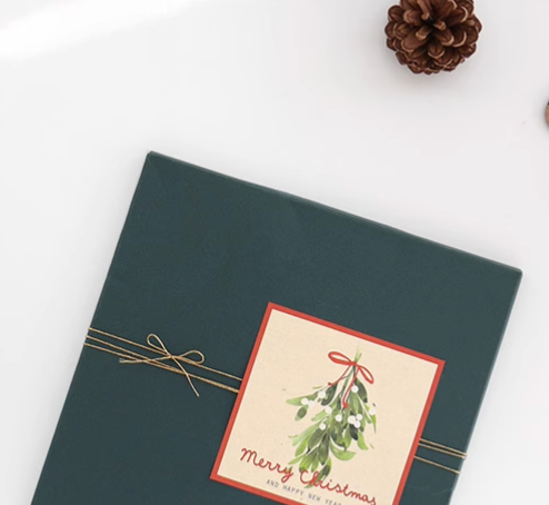 Nhãn dán hộp sticker Classy giấy C bóng họa tiết vintage dùng để trang trí, niêm phong chủ đề Christmas kích thước 8 X 8 CM Q1812