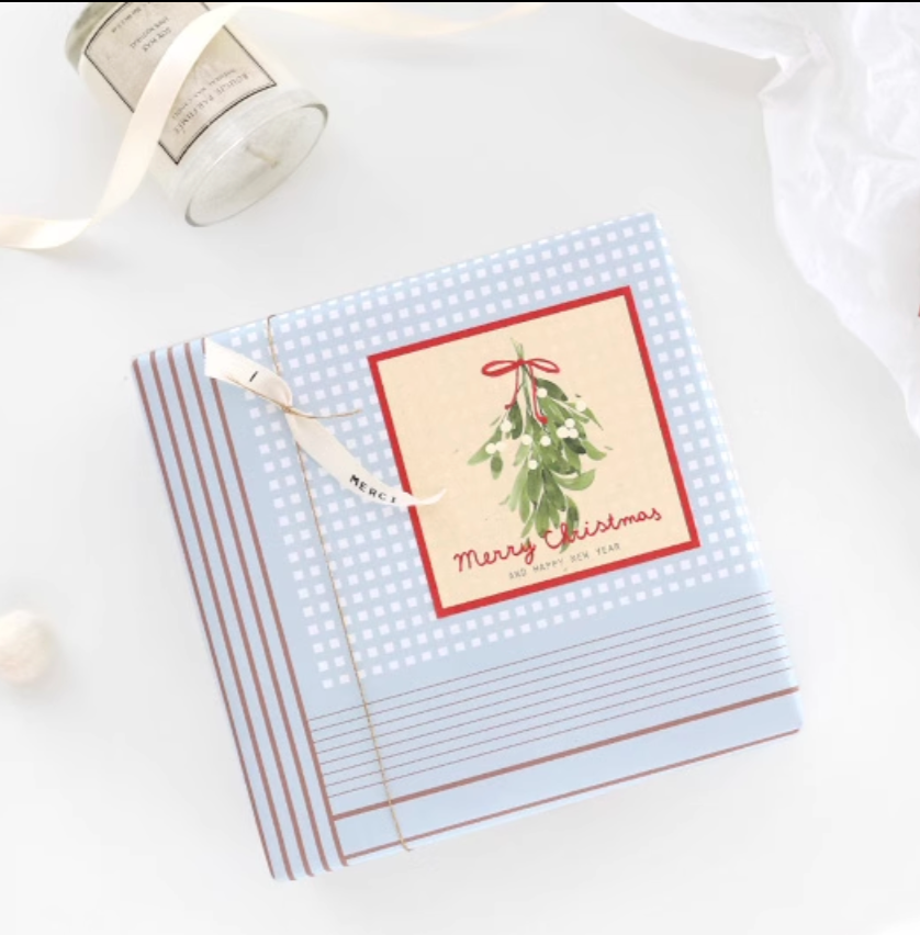 Nhãn dán hộp sticker Classy giấy C bóng họa tiết vintage dùng để trang trí, niêm phong chủ đề Christmas kích thước 8 X 8 CM Q1812