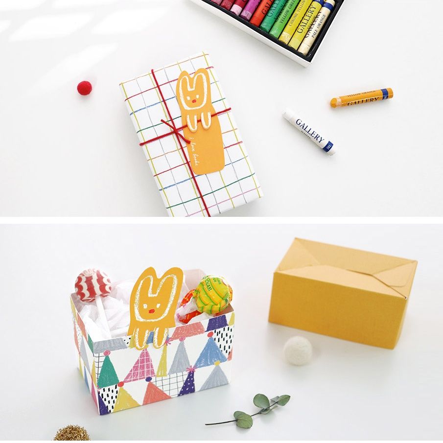 Thẻ tag trang trí dễ thương Kawaii Bunny Tag mousse hộp DIY trang trí nướng bao bì hộp Hàn Quốc Q1813