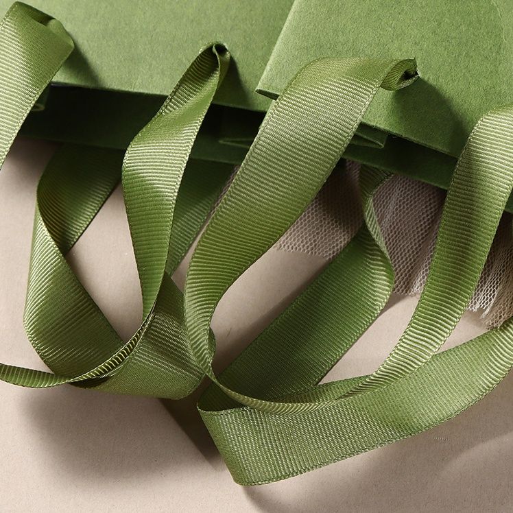  Túi giấy đựng quà dây quai ruy băng màu xanh lá - Kích thước 19.5x24.5x9cm phù hợp các món quà Organic thiên nhiên Q1838 