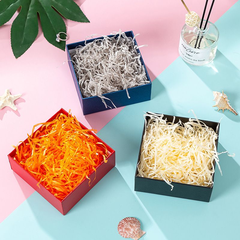 Giấy trang trí hộp quà, lót chống shock trong hộp quà tặng dạng sợi raffia nhiều màu