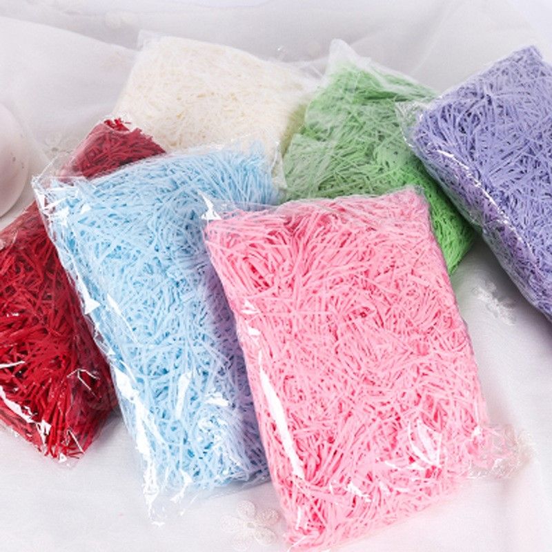 Giấy trang trí hộp quà, lót chống shock trong hộp quà tặng dạng sợi raffia nhiều màu