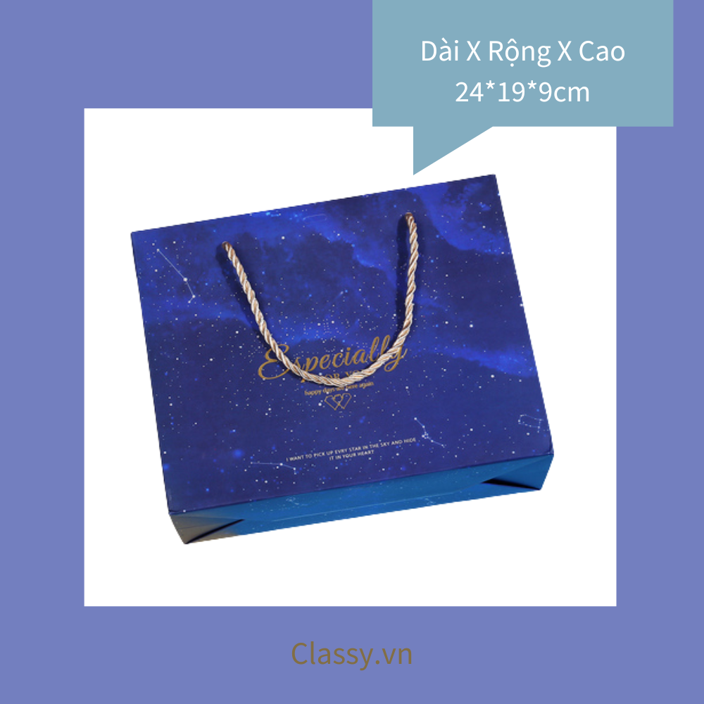 Bộ túi giấy +Hộp quà lớn quà tặng hoạ tiết cẩm thạch In chữ Especially For You phong cách châu Âu (Xé lẻ) Q264