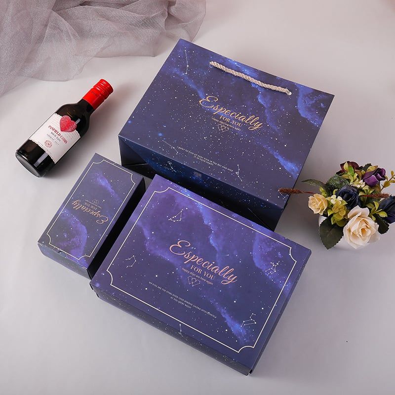 Bộ túi giấy +Hộp quà lớn quà tặng hoạ tiết cẩm thạch In chữ Especially For You phong cách châu Âu (Xé lẻ) Q264