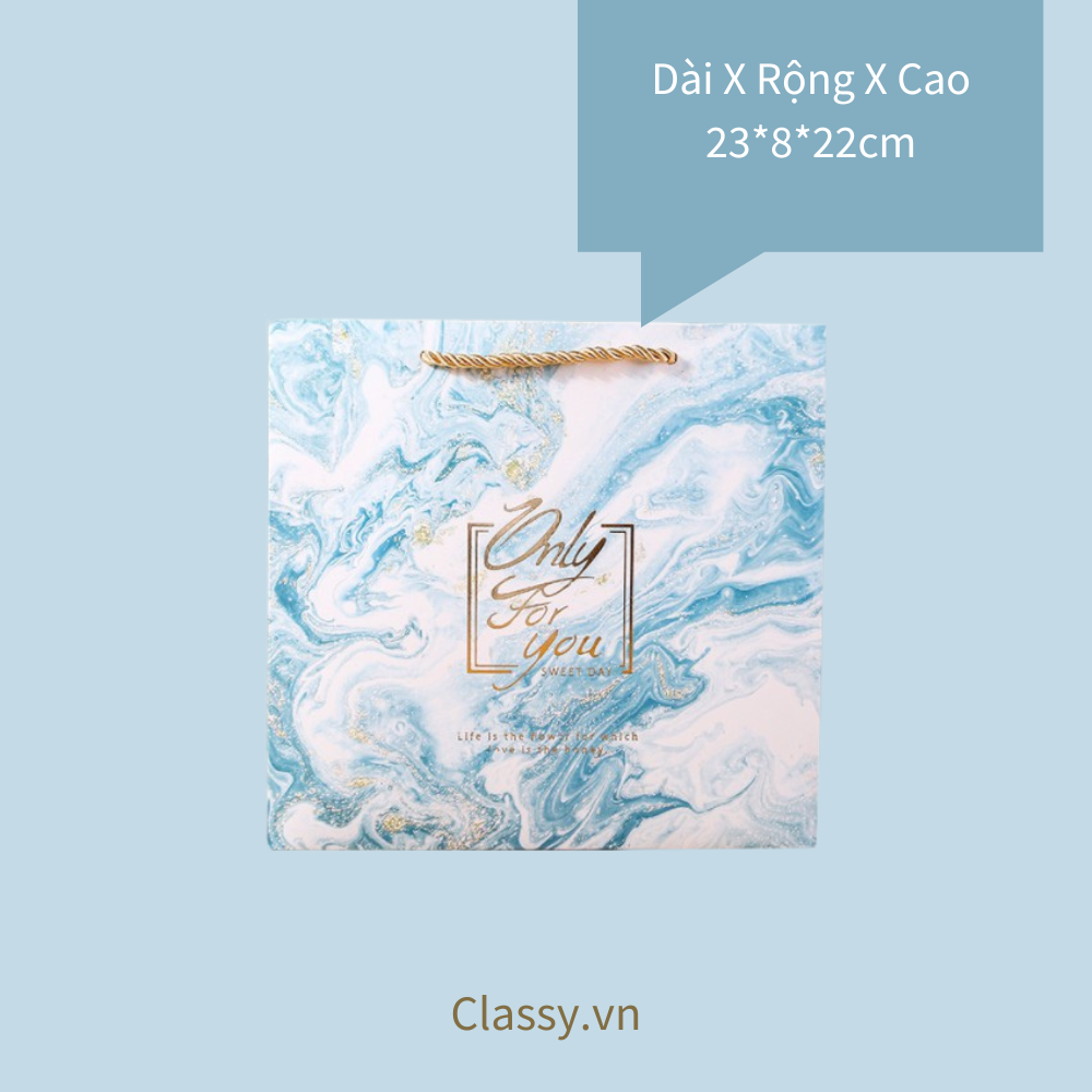 XÉ LẺ túi giấy +Hộp quà lớn +02 Hộp mini quà tặng hoạ tiết đá cẩm thạch, In chữ Only For You phong cách châu Âu Q296
