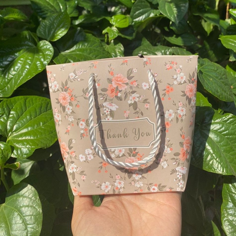 Túi giấy đựng quà thắt nơ in hình dễ thương 14 X 7 X 10 CM đựng son, trang sức, quà tặng đám cưới, lễ tết Q301