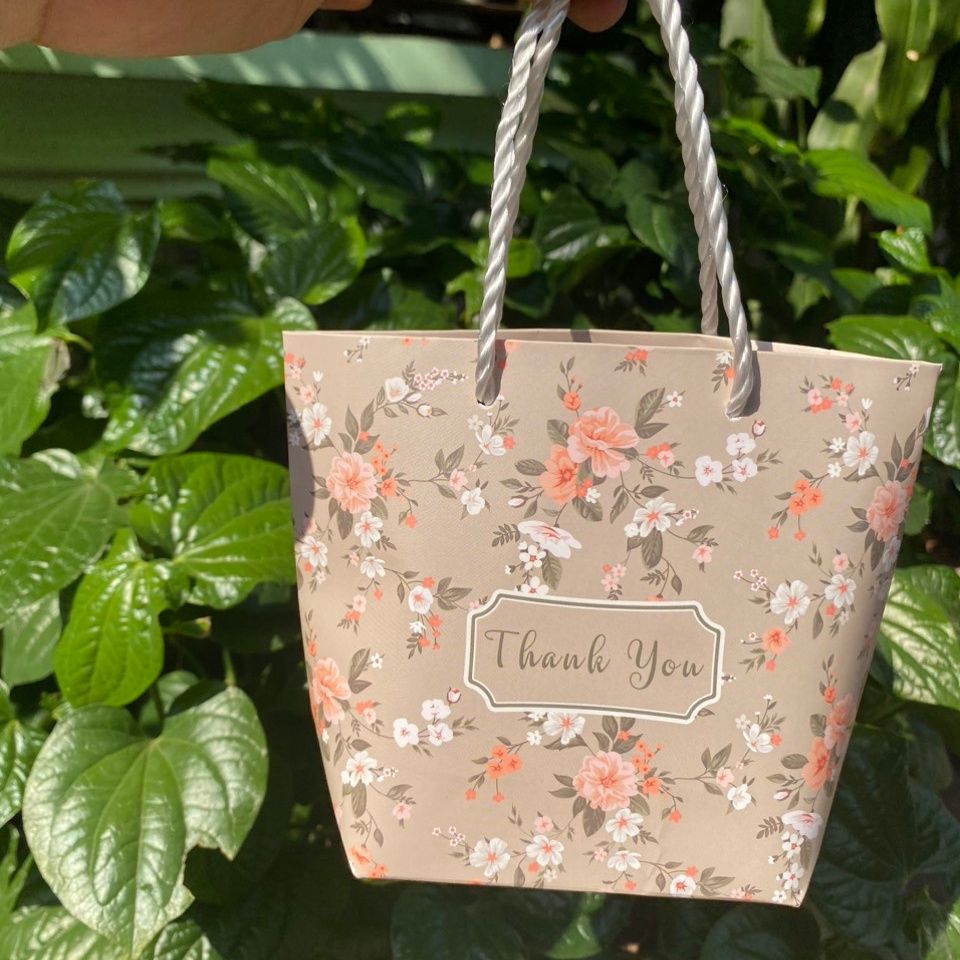 Túi giấy đựng quà thắt nơ in hình dễ thương 14 X 7 X 10 CM đựng son, trang sức, quà tặng đám cưới, lễ tết Q301