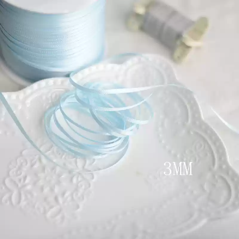 Cuộn 23 Mét Ruy băng vải sợi poly dài 01MÉT, Rộng 3 MM đơn sắc, đủ màu Q564