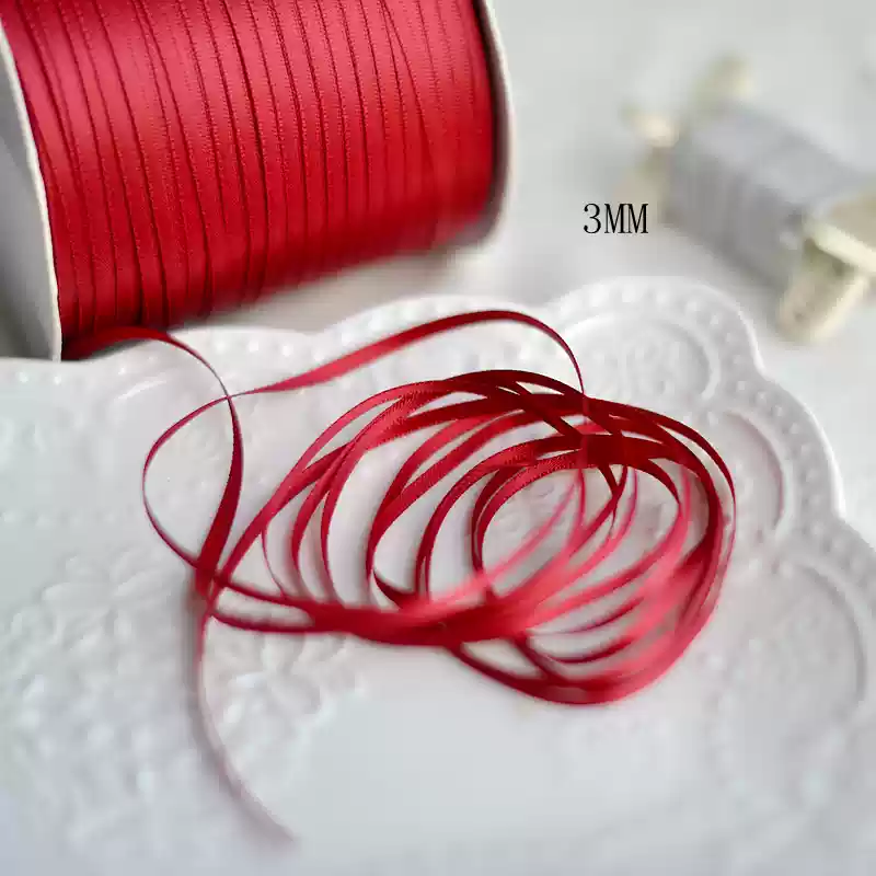 Cuộn 23 Mét Ruy băng vải sợi poly dài 01MÉT, Rộng 3 MM đơn sắc, đủ màu Q564